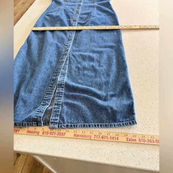 VTG Bill Blass Womens Denim Dress Medium Jumper Sleeveless Maxi Cottagecore 90s - Picture 14 of 16